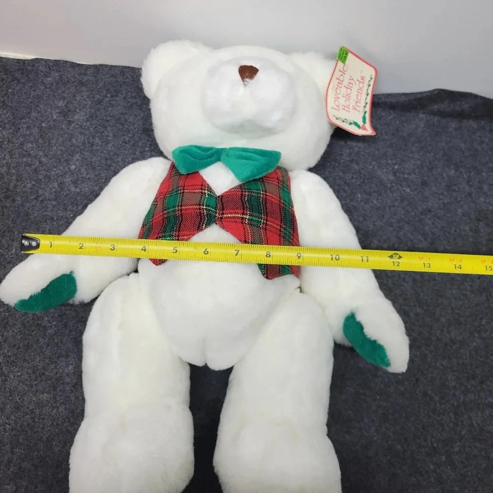 "Vintage T.L. Toys Loveable Holiday Friends Christmas Bear White Plush Male Bear - Picture 6 of 15